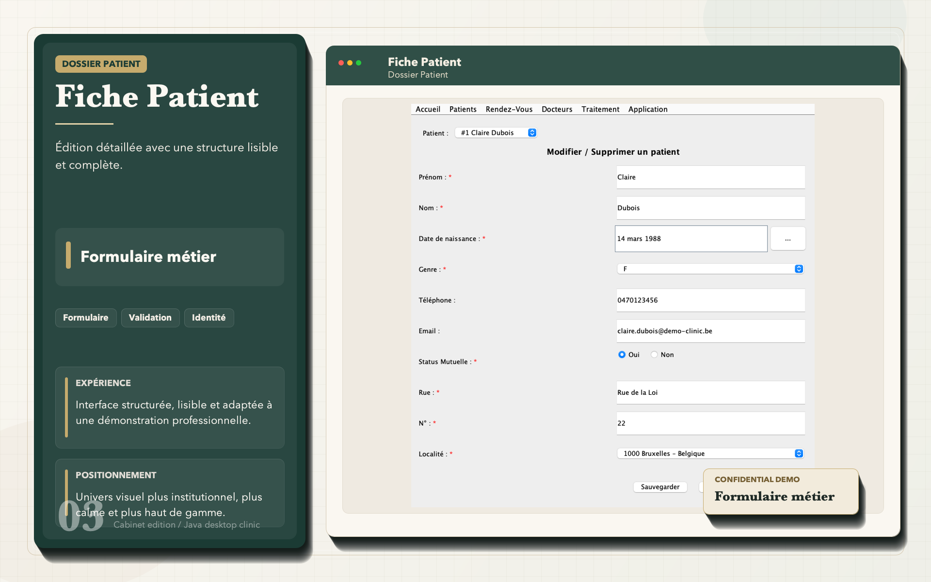 Formulaire de modification patient dans l'application de gestion médicale